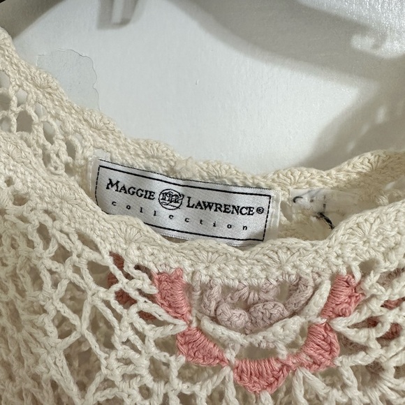Maggie Lawrence 90s Floral Crochet Sweater Size L - Picture 3 of 5